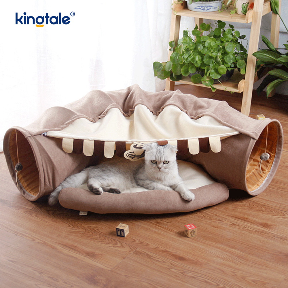 Tollán Imeartha Cat Collapsible Tollán Idirghníomhach Bréagán Maze Tollán Teach Cat Laistigh