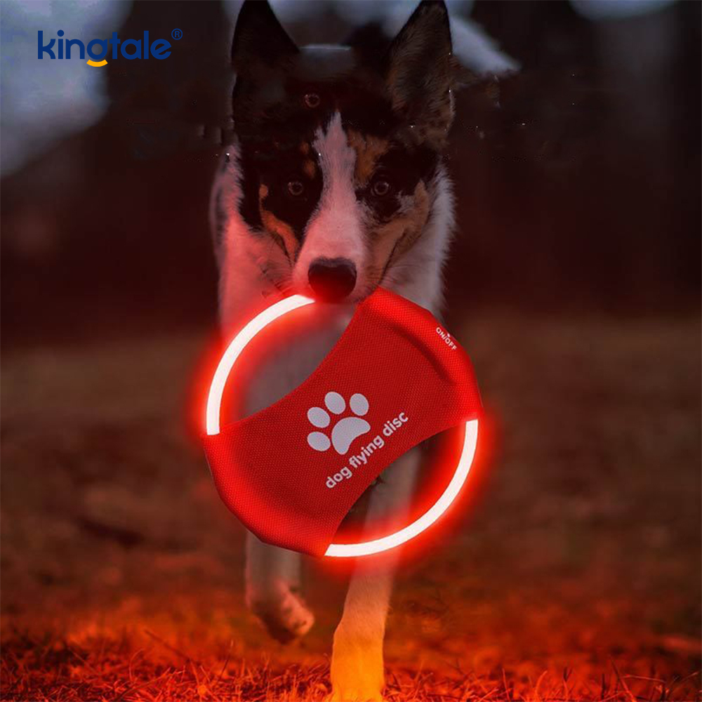 Pet Light-Up Frisbee Ard-Infheictheacht Oiliúint Peataí Soilsithe Caitheamh Ag Súgradh Chun Aclaíocht