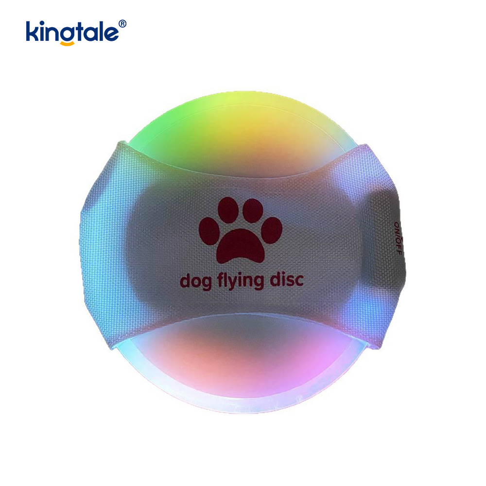 Pet Light-Up Frisbee Ard-Infheictheacht Oiliúint Peataí Soilsithe Caitheamh Ag Súgradh Chun Aclaíocht