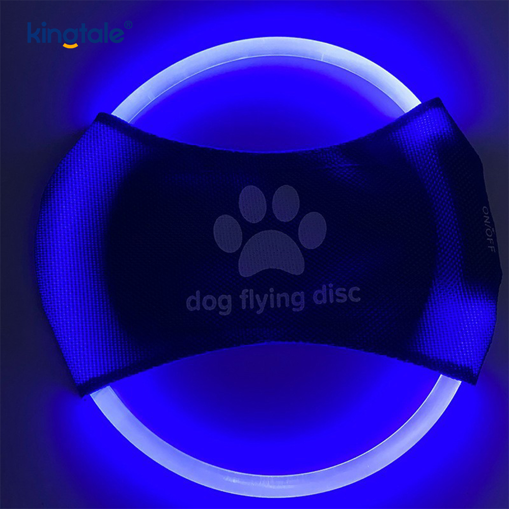Pet Light-Up Frisbee Ard-Infheictheacht Oiliúint Peataí Soilsithe Caitheamh Ag Súgradh Chun Aclaíocht