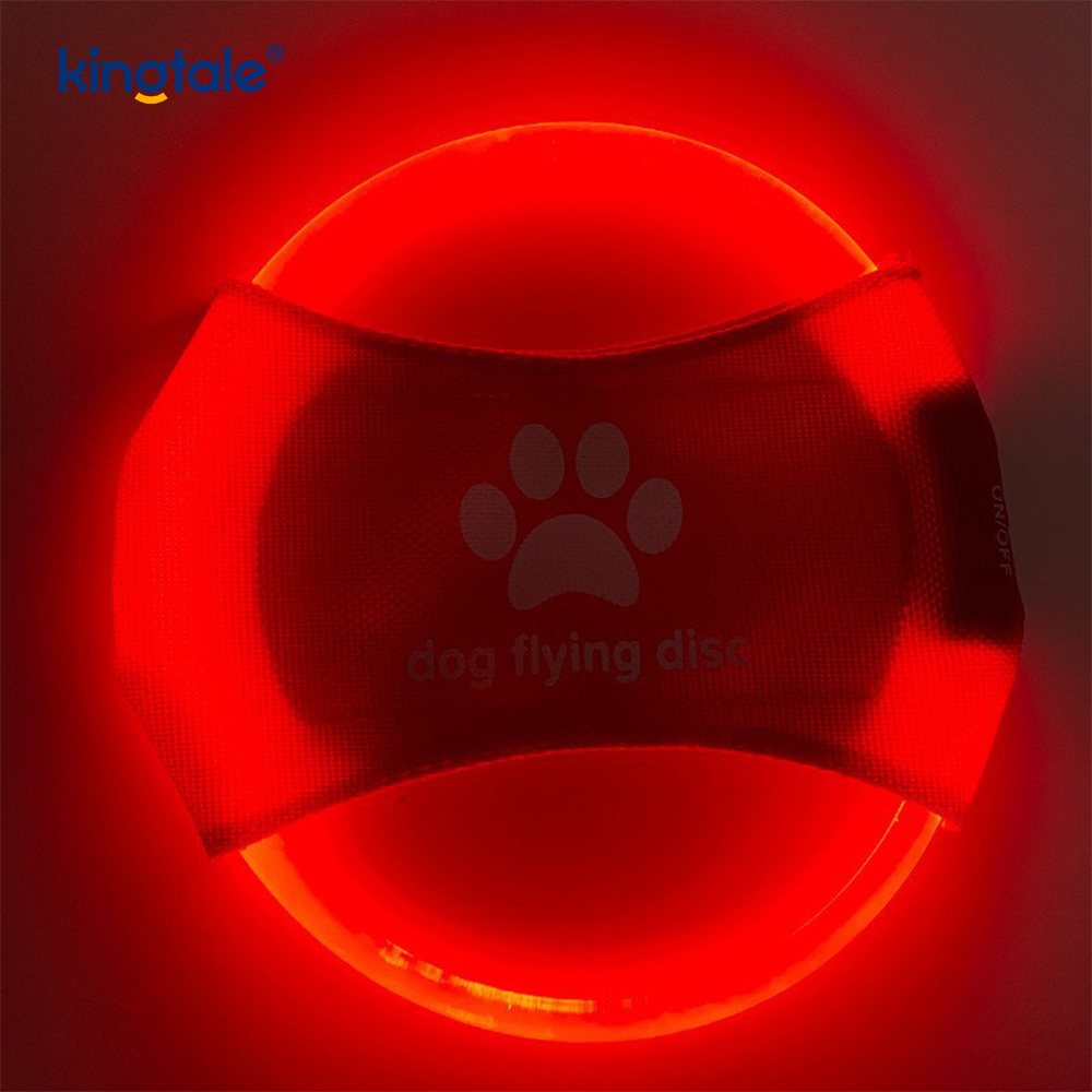 Pet Light-Up Frisbee Ard-Infheictheacht Oiliúint Peataí Soilsithe Caitheamh Ag Súgradh Chun Aclaíocht