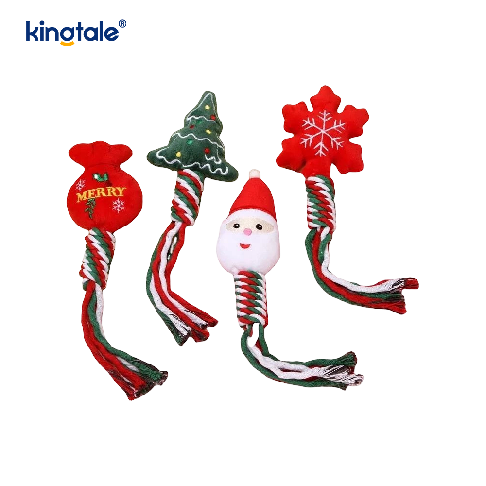 Pet Nollag Rope Bréagáin Plush Puppy Bréagán Coganta Le Fiacla