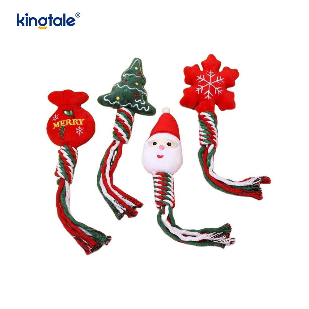 Pet Nollag Rope Bréagáin Plush Puppy Bréagán Coganta Le Fiacla