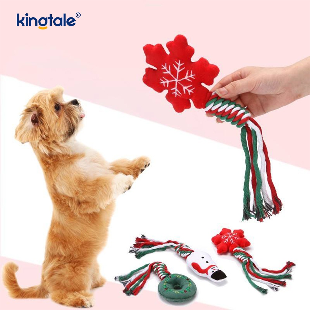 Pet Nollag Rope Bréagáin Plush Puppy Bréagán Coganta Le Fiacla