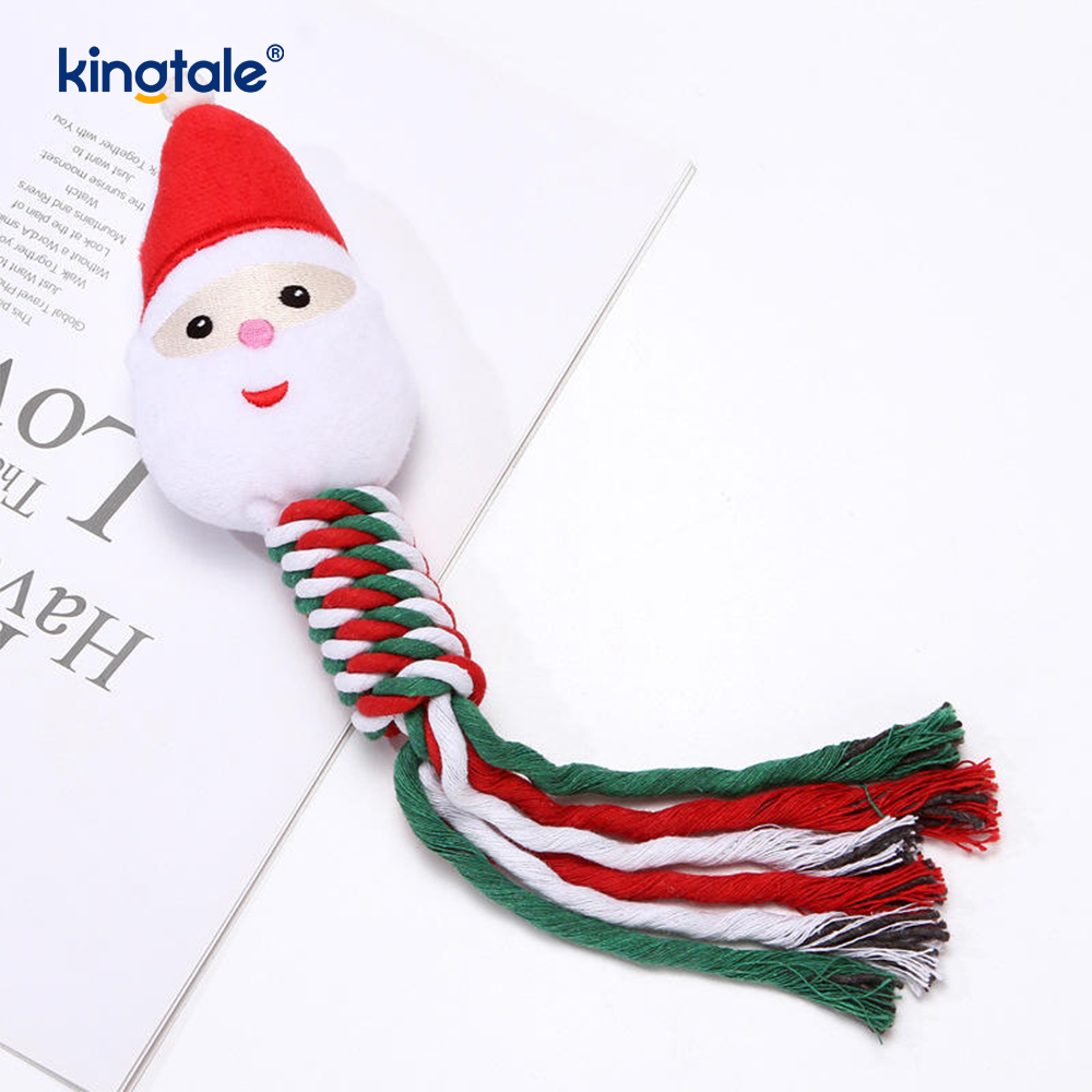 Pet Nollag Rope Bréagáin Plush Puppy Bréagán Coganta Le Fiacla