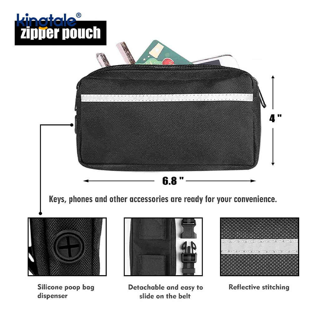 Leash Peataí Rith Dúbailte Leaisteacha Machnamhach Le Zipper Pouch