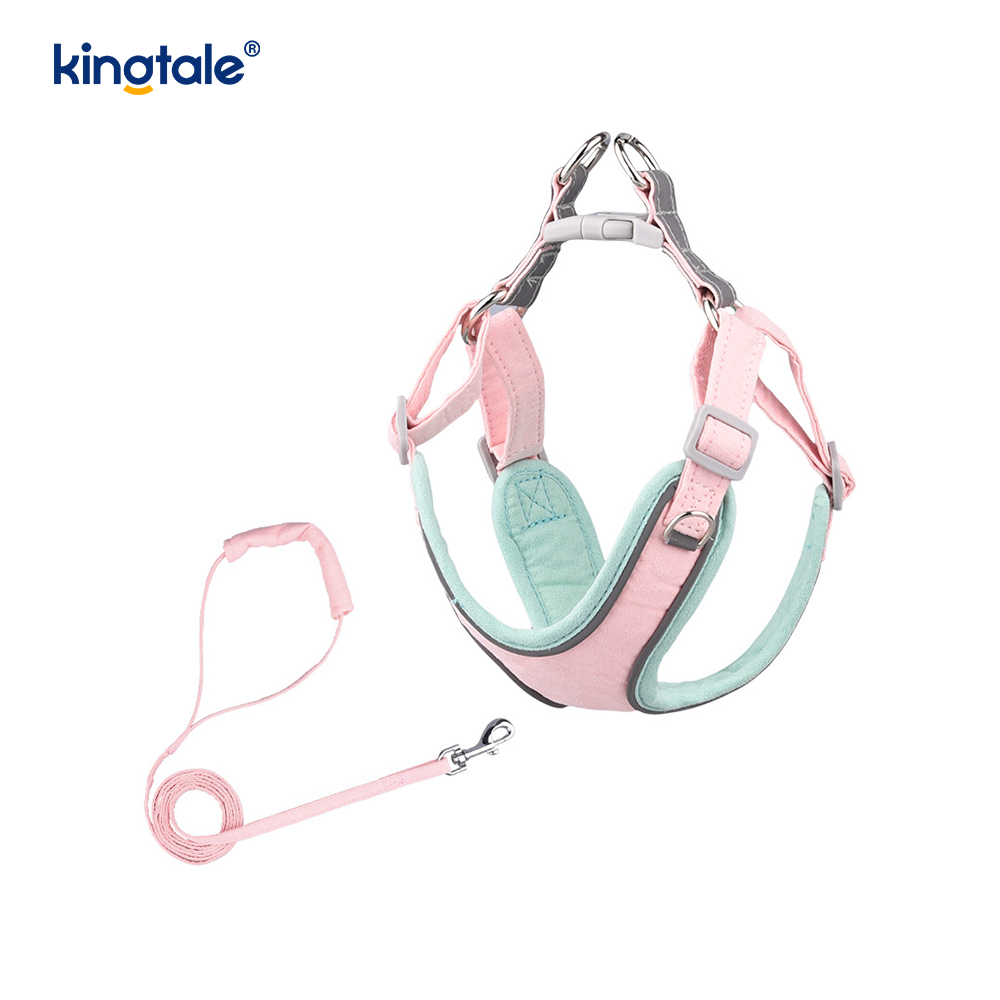 Leathar Inchoigeartaithe Peataí Beaga Cat Bling Rhinestone Harness & Leash Set