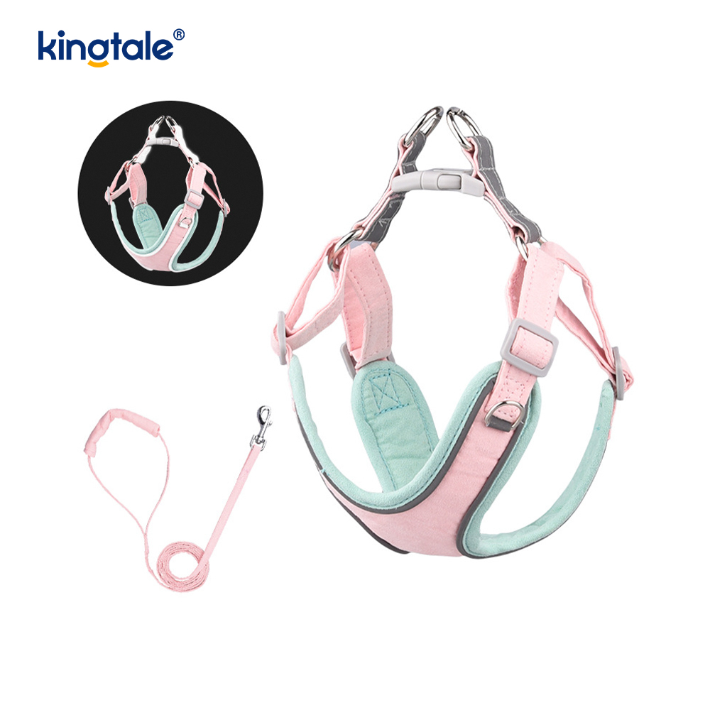 Leathar Inchoigeartaithe Peataí Beaga Cat Bling Rhinestone Harness & Leash Set