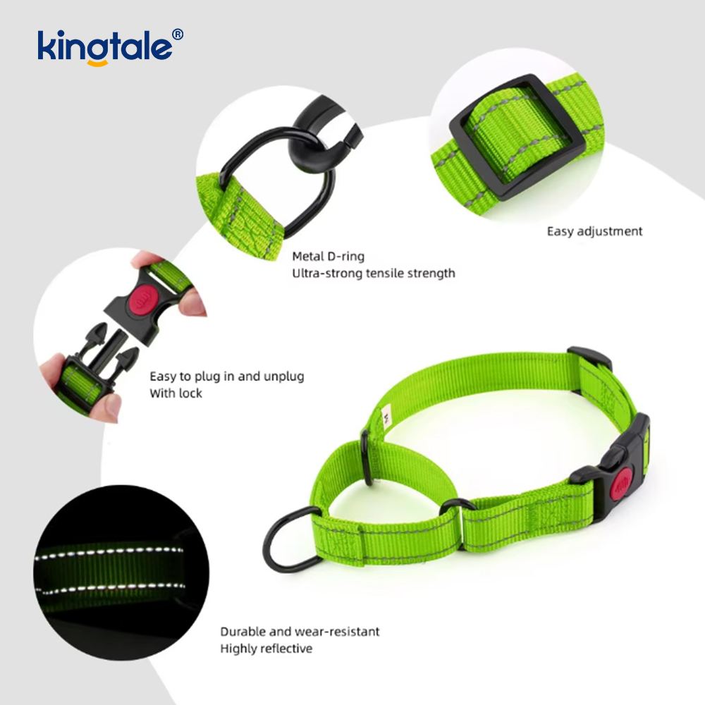 Scaoileadh Tapa Gan Collar Madraí Martingale Níolón Coigeartaithe Machnamhach a Tarraingt