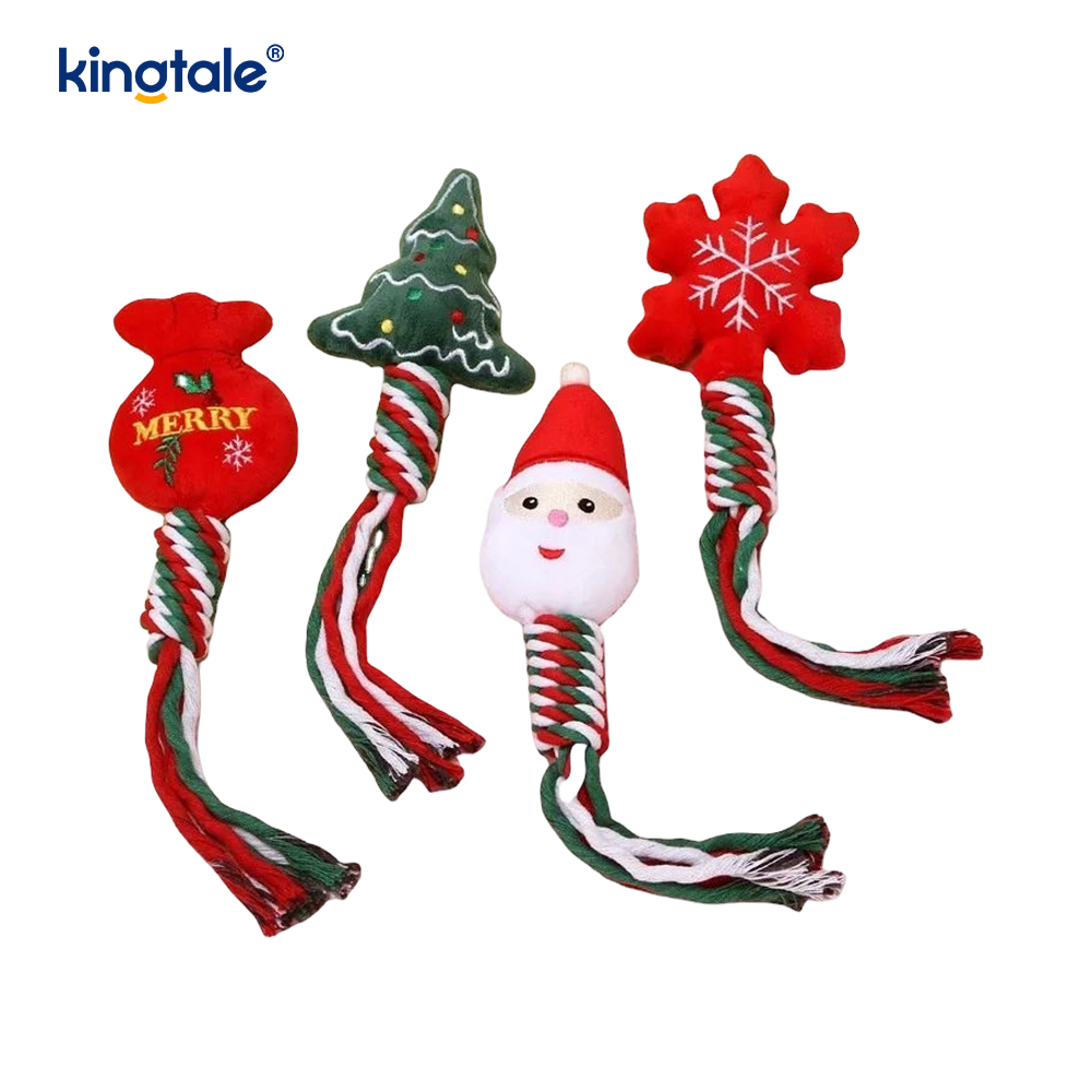 Bréagán Peataí Plush Nollag le Téad Cotton Rope