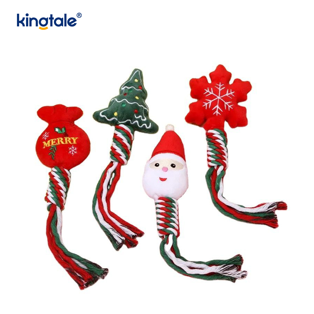 Bréagán Peataí Plush Nollag le Téad Cotton Rope