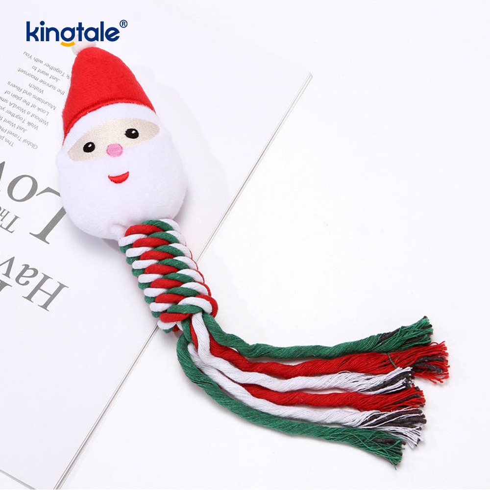 Bréagán Peataí Plush Nollag le Téad Cotton Rope