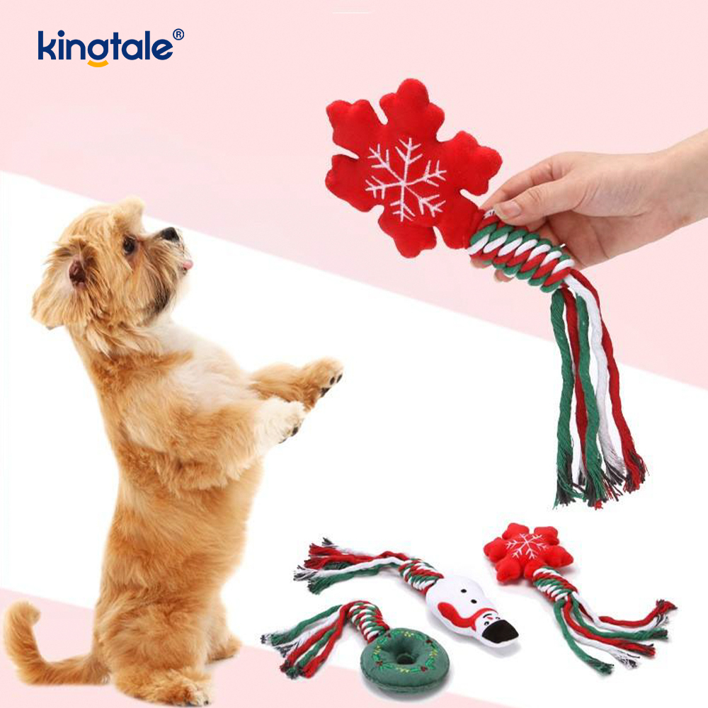 Bréagán Peataí Plush Nollag le Téad Cotton Rope