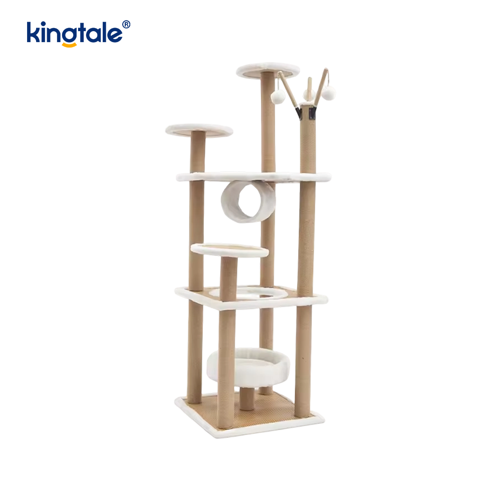 Sisal Nádúrtha Crann Cat Túr Cat Ard Plush Condo Il-Leibhéil