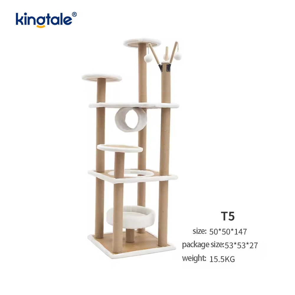 Sisal Nádúrtha Crann Cat Túr Cat Ard Plush Condo Il-Leibhéil