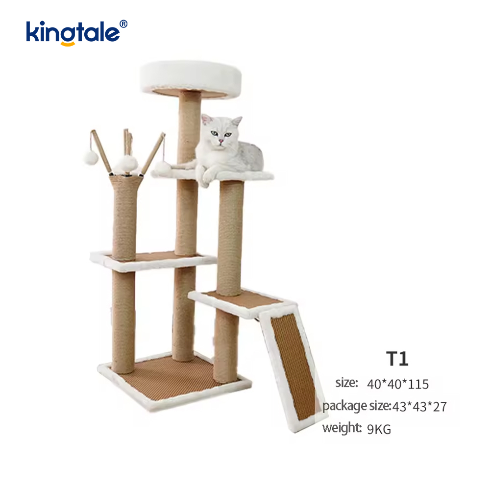 Sisal Nádúrtha Crann Cat Túr Cat Ard Plush Condo Il-Leibhéil