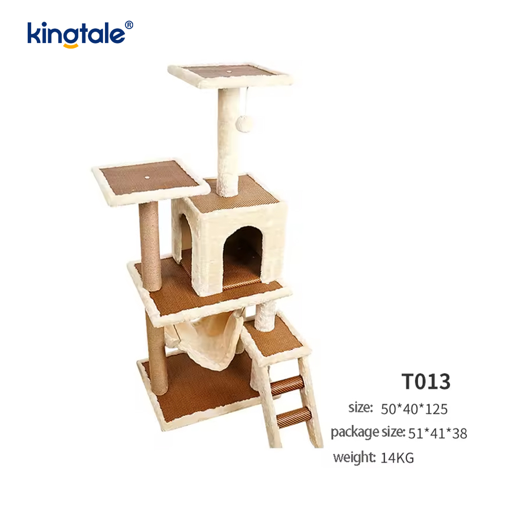 Sisal Nádúrtha Crann Cat Túr Cat Ard Plush Condo Il-Leibhéil