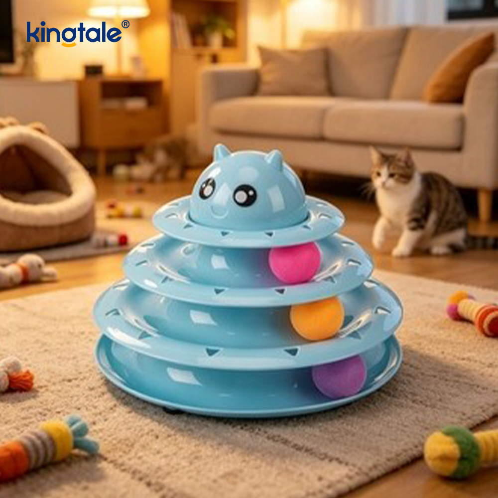 Idirghníomhach 3 Leibhéal Turntable Cat Bréagáin Peataí Bréagáin Puzal Spraoi Meabhrach Cleachtadh Corpoideachas