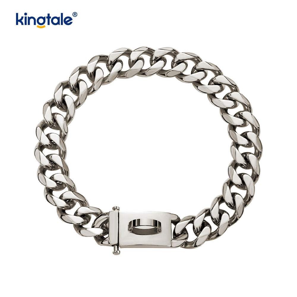 Faisean Plátáilte Cruach Dhosmálta Peataí Nasc Cúba Collar Slabhra Choke Madraí